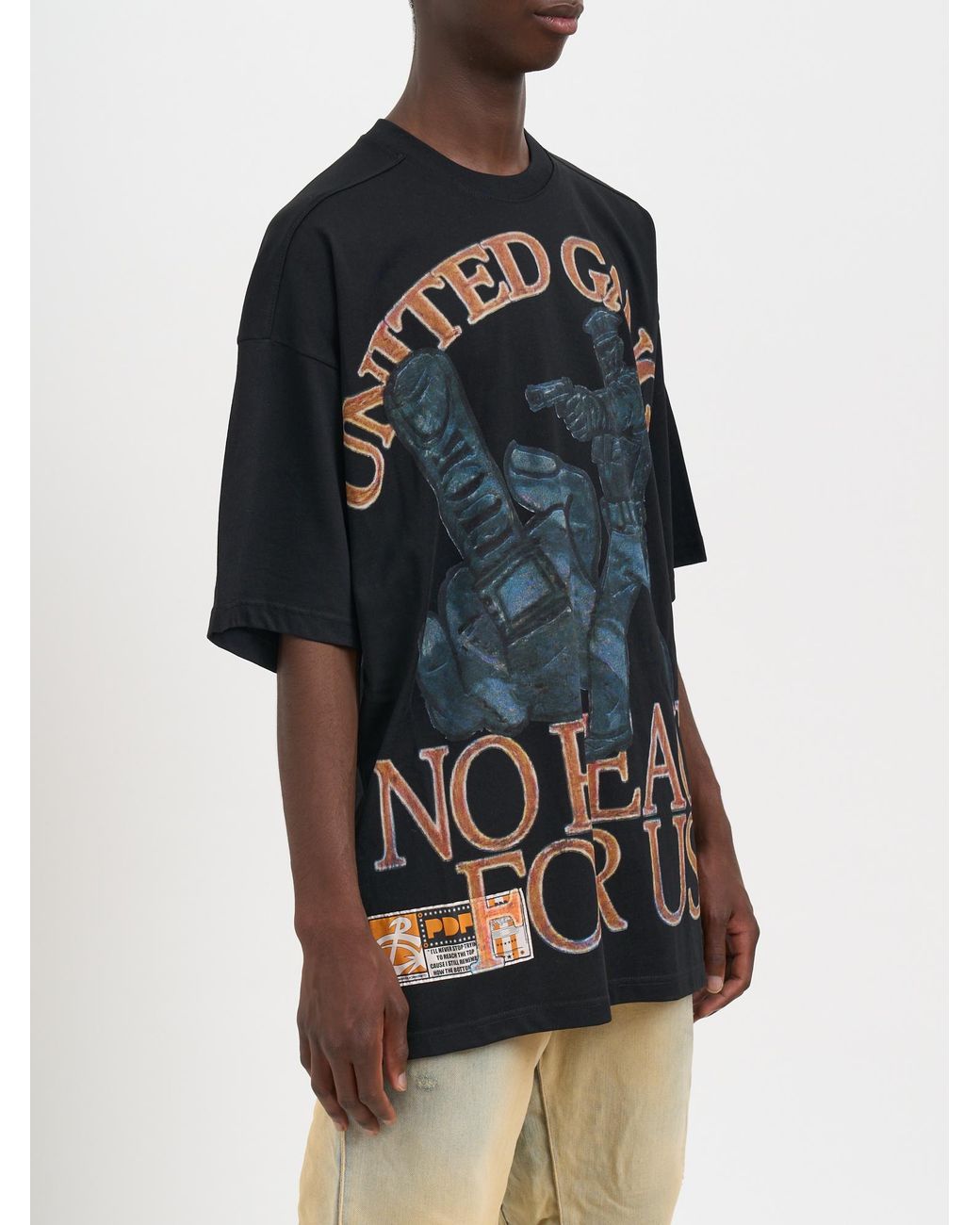 PDF CHANNEL Black Pdf Graphic Printed Crewneck T-Shirt for men