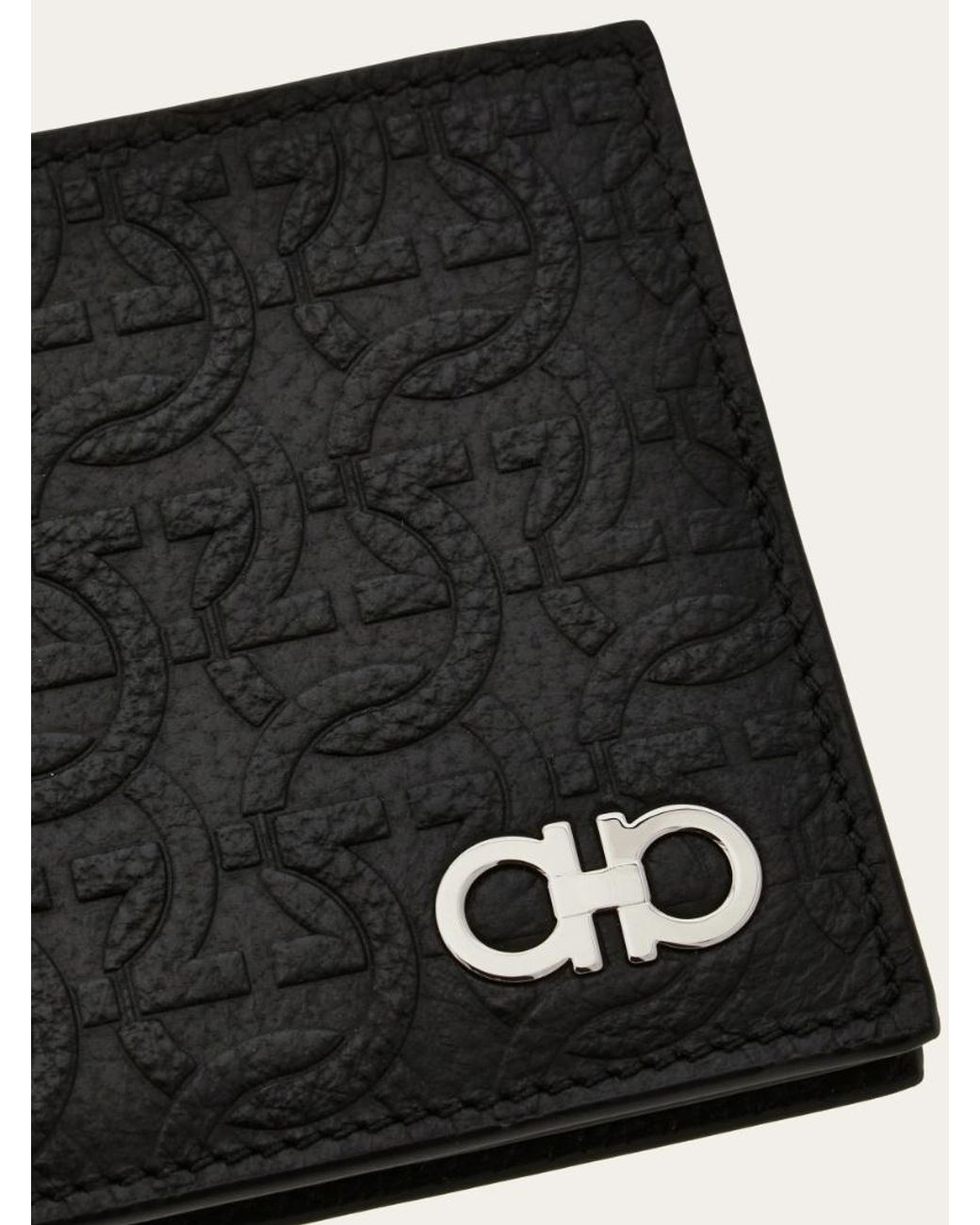 Ferragamo Black Ferragamo Embossed Logo Bifold Wallet for men