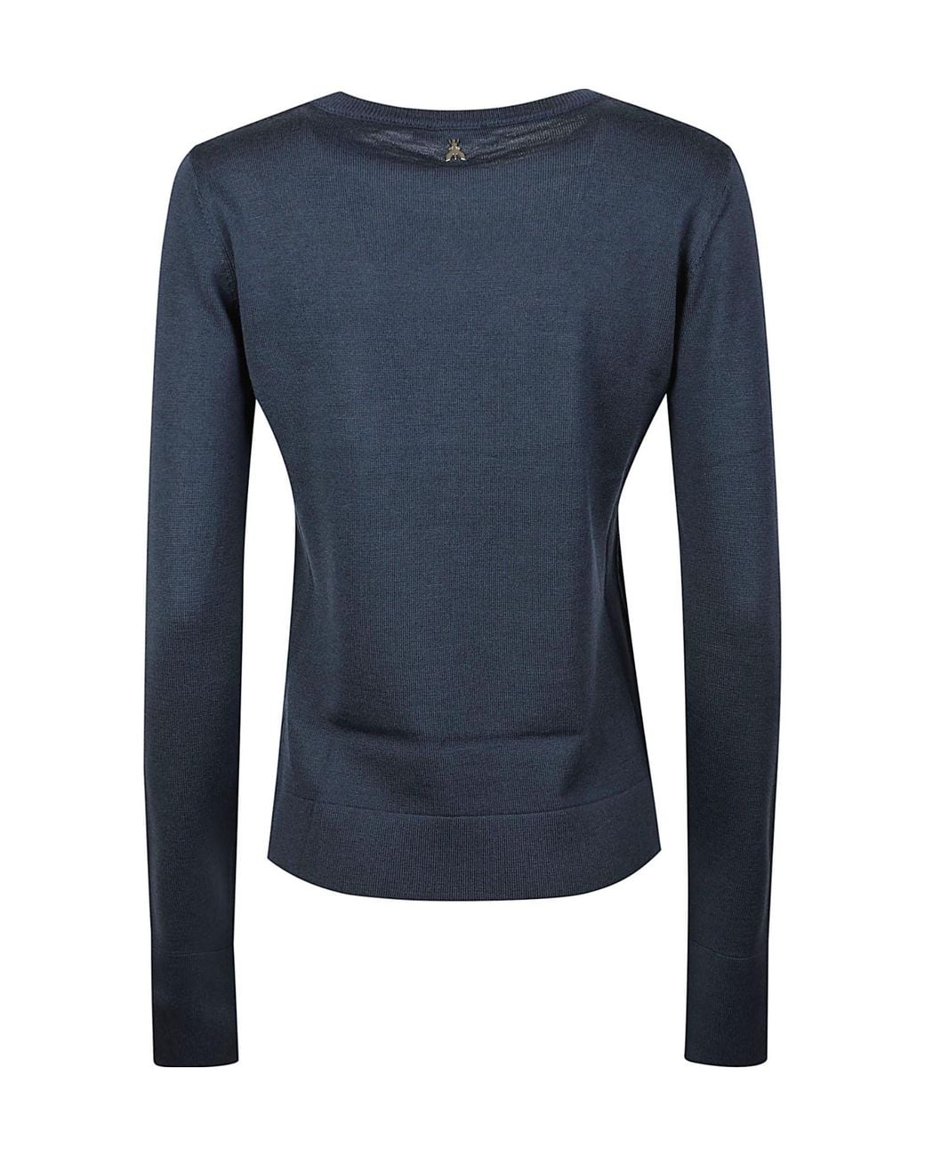 Patrizia Pepe Blue Crew-Neck Long-Sleeve Knit Top