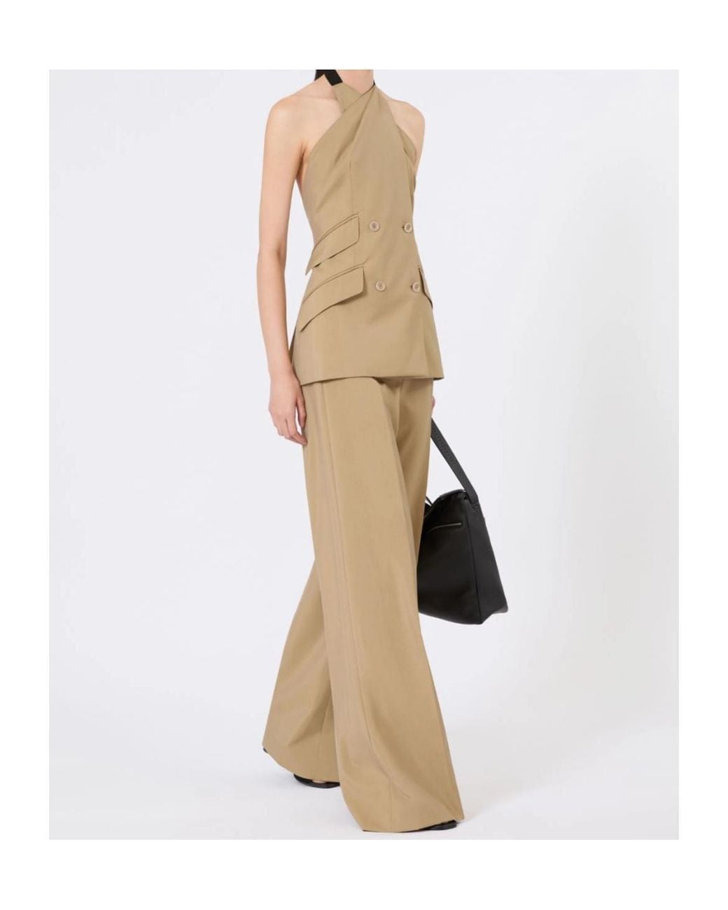 Max Mara Natural Bronte Crease Detailed Pants
