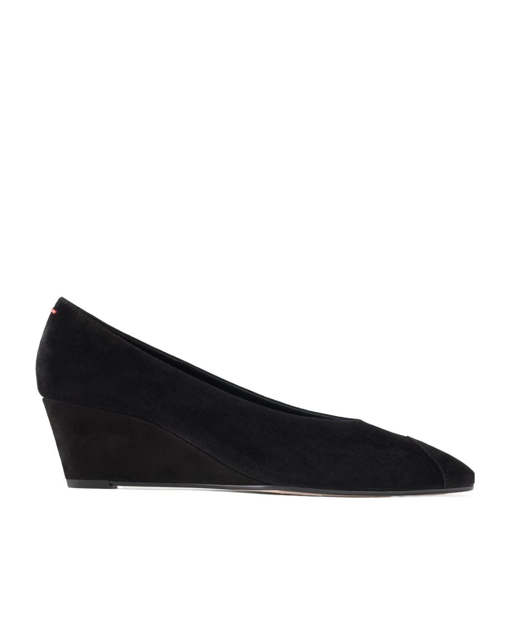 Aeyde Black Solid Wedge Suede Pumps