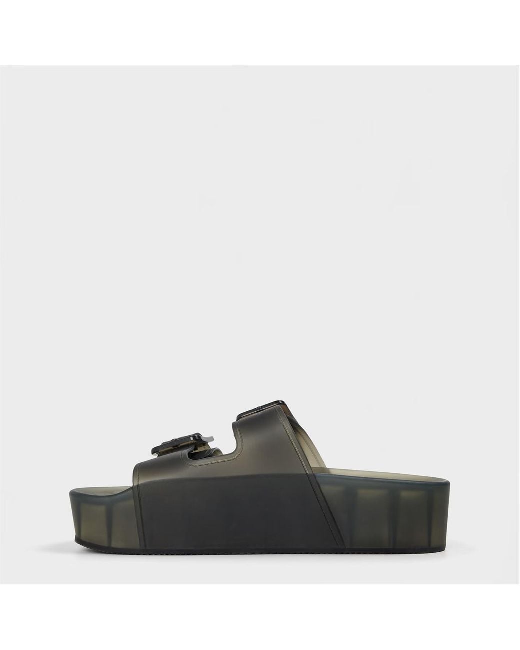 Balenciaga Black Buckle Platform Slippers