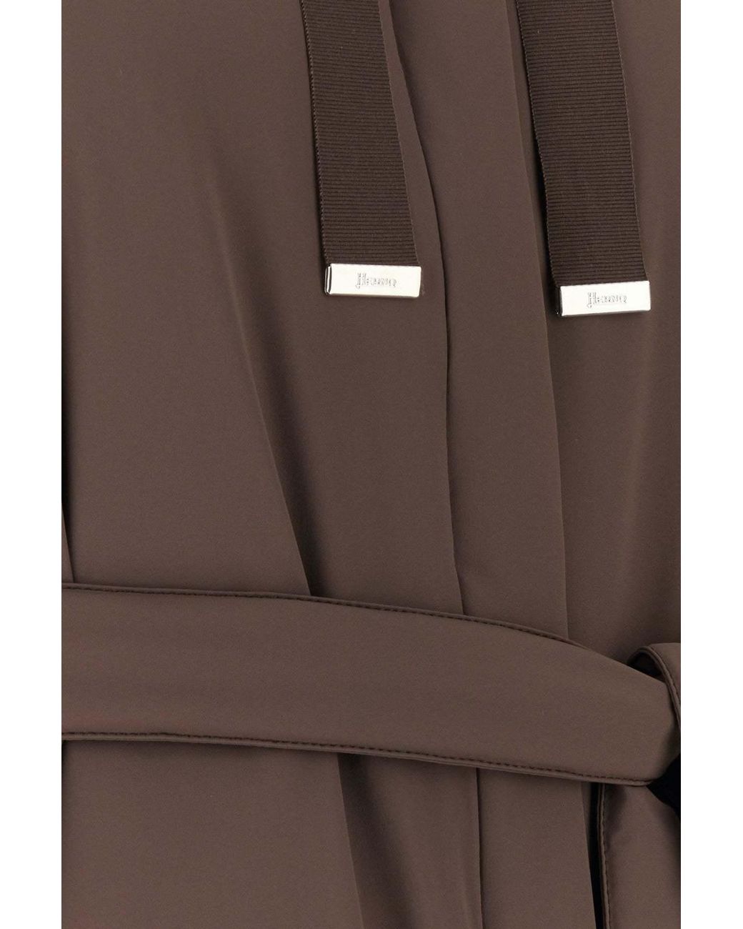 Herno Brown Belted Drawstring Coat