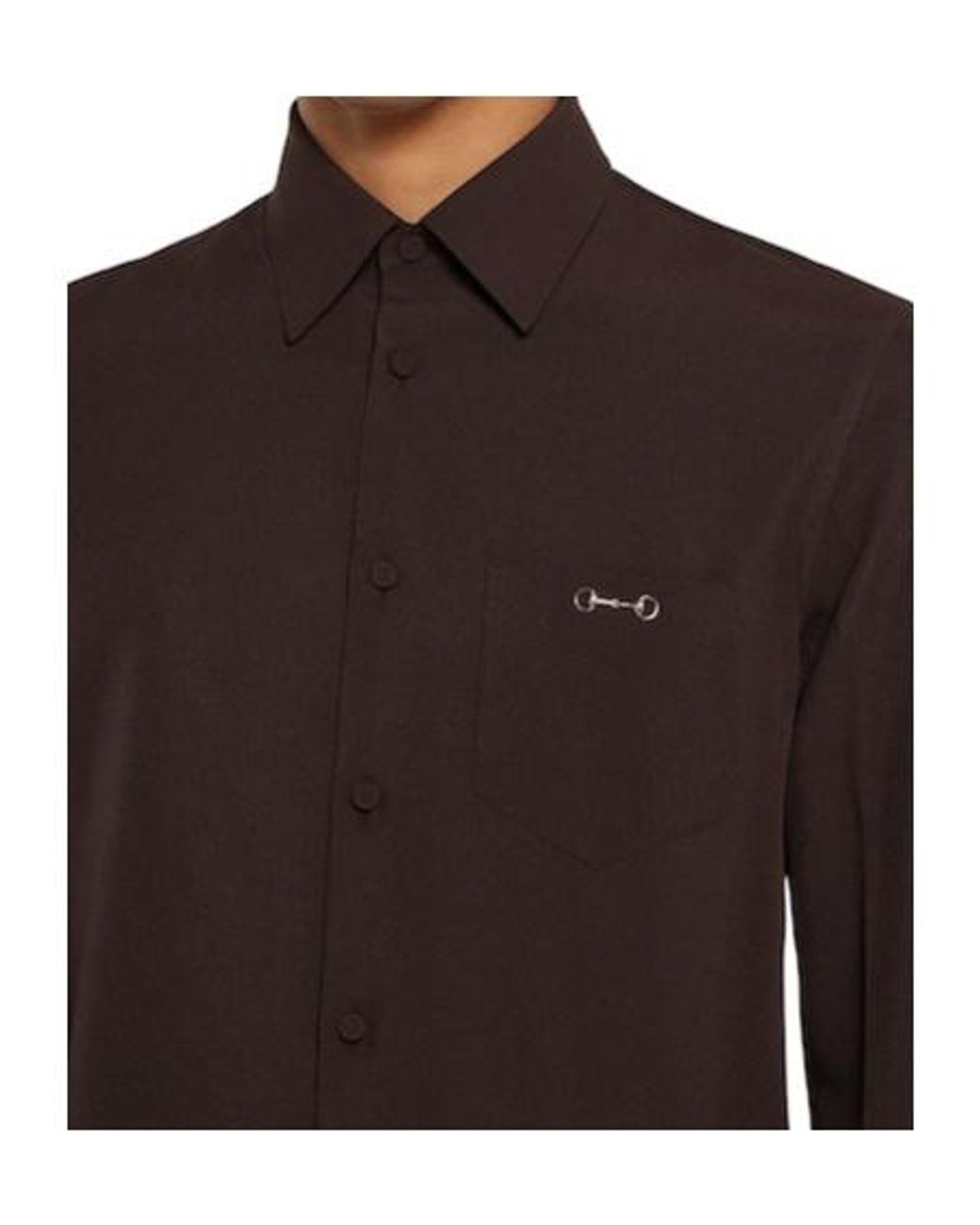 Gucci Brown Horsebit-Embellished Twill Shirt for men