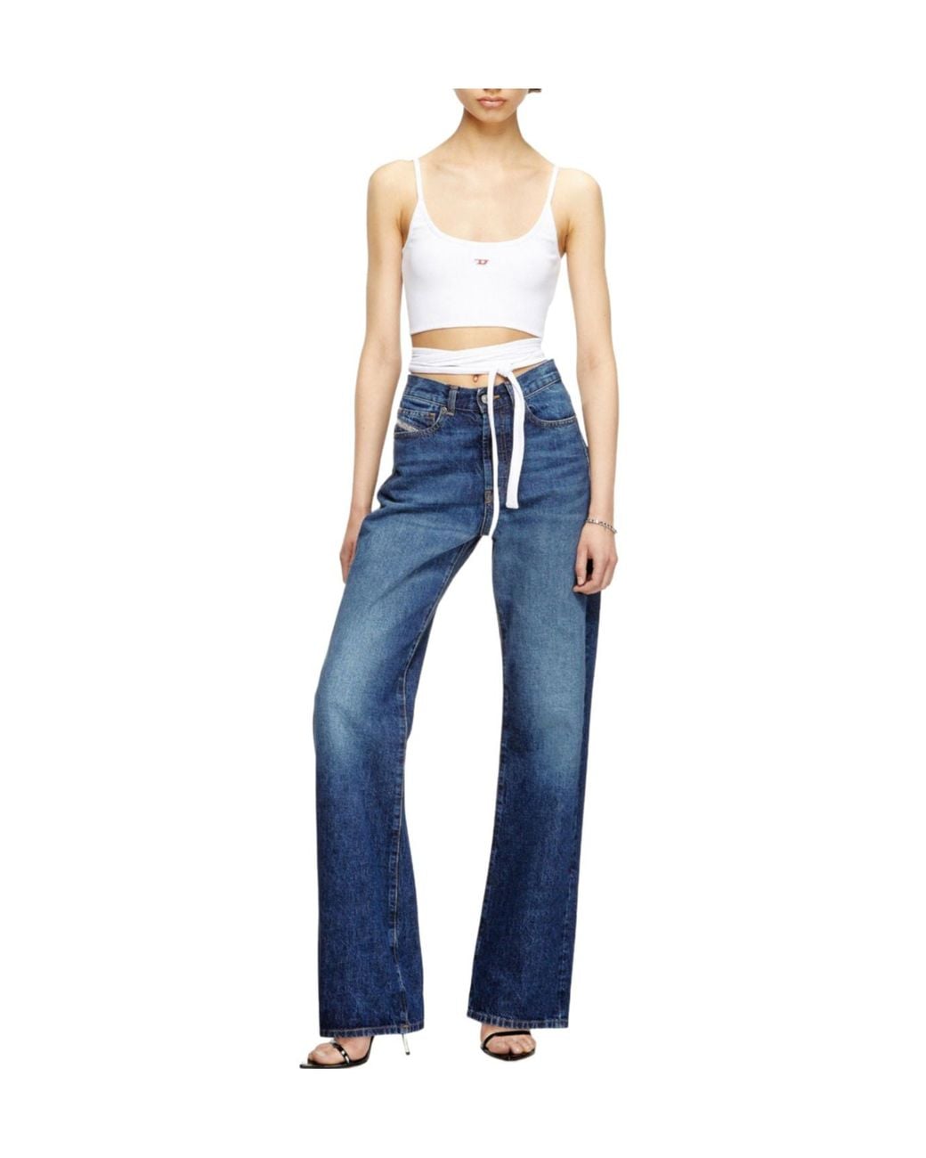 DIESEL Blue High Waist Straight Leg Jeans