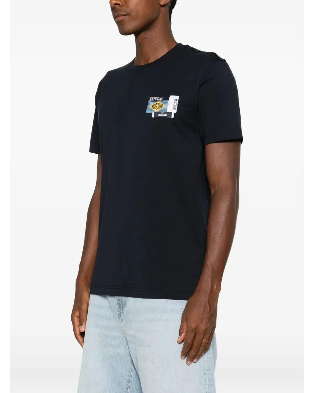 Moschino Black Logo-Patch T-Shirt for men