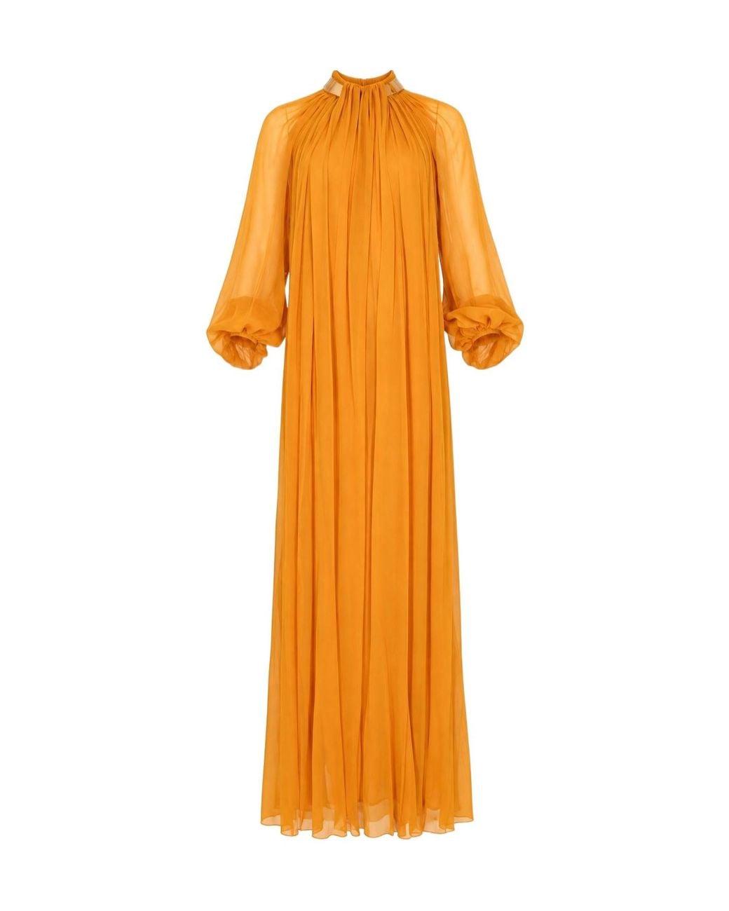 Elisabetta Franchi Orange Pleated Maxi Dress