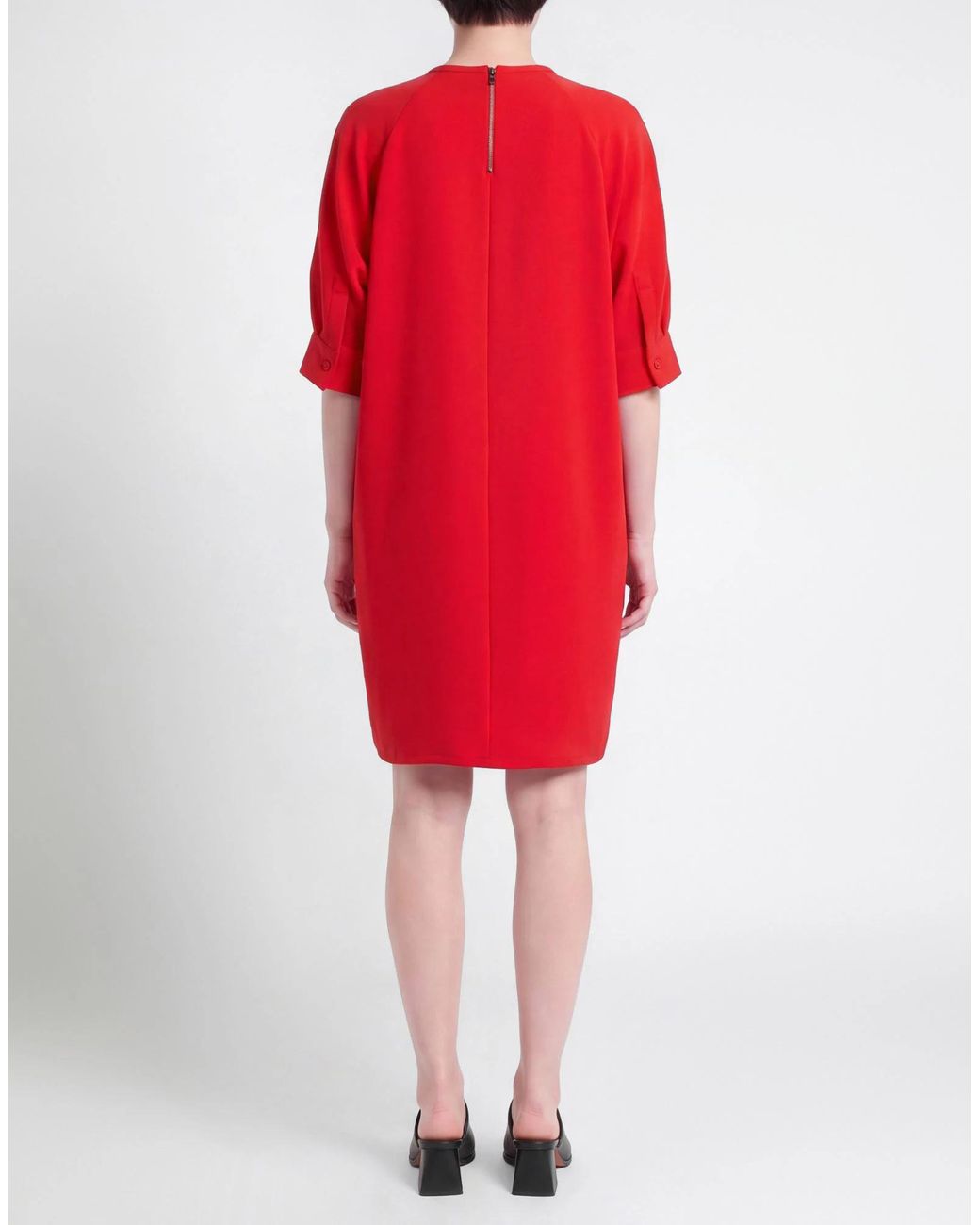 Max Mara Red Simple Solid-Color Dress