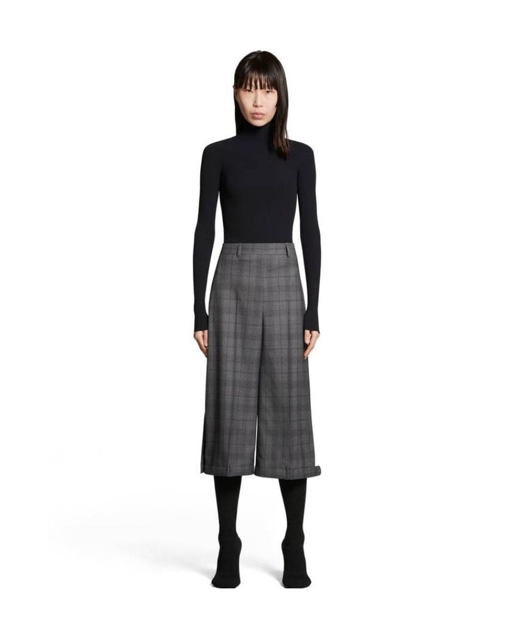 Balenciaga Gray Checked Deconstructed Long Shorts