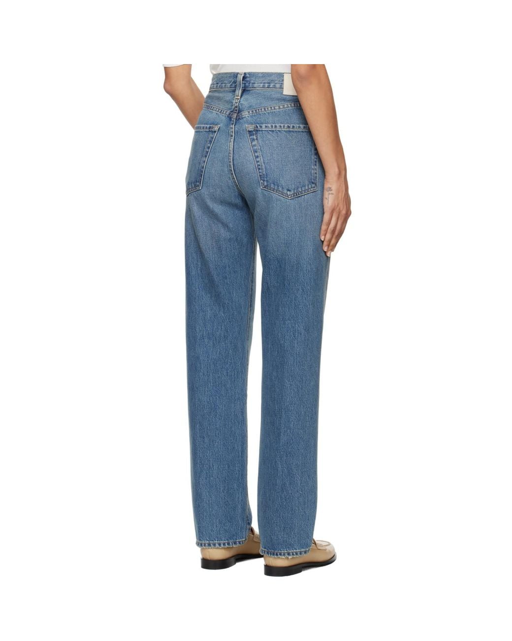Citizens of Humanity Blue Baretta High-Rise Straight-Leg Organic Jeans