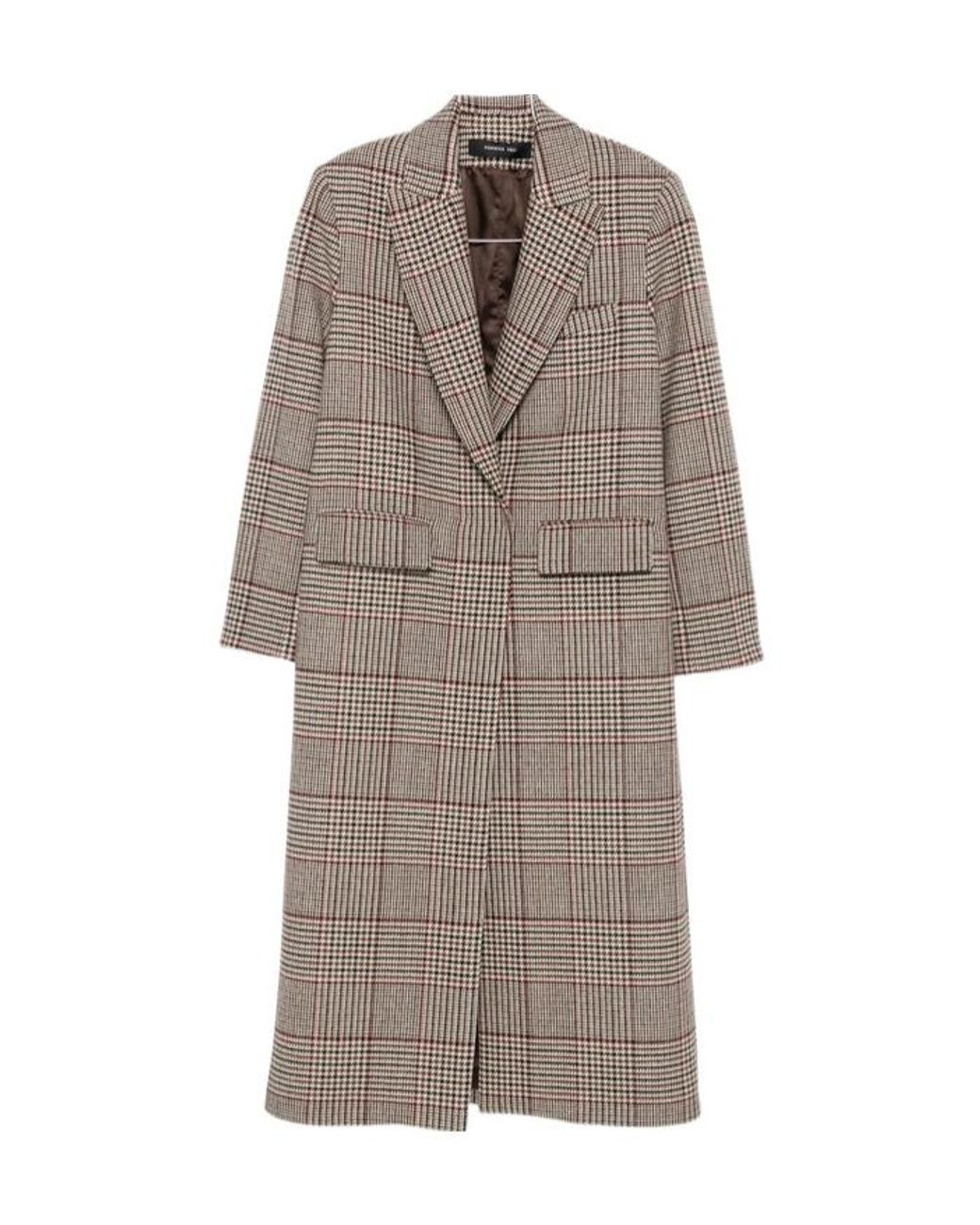 FEDERICA TOSI Brown Prince Of Wales Check Double-Breasted Coat