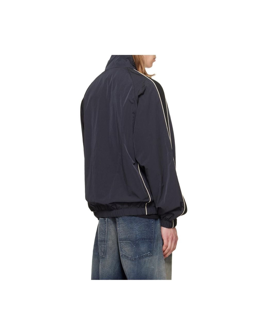 Palm Angels Black Curved Logo Vintage Track Windbreaker for men