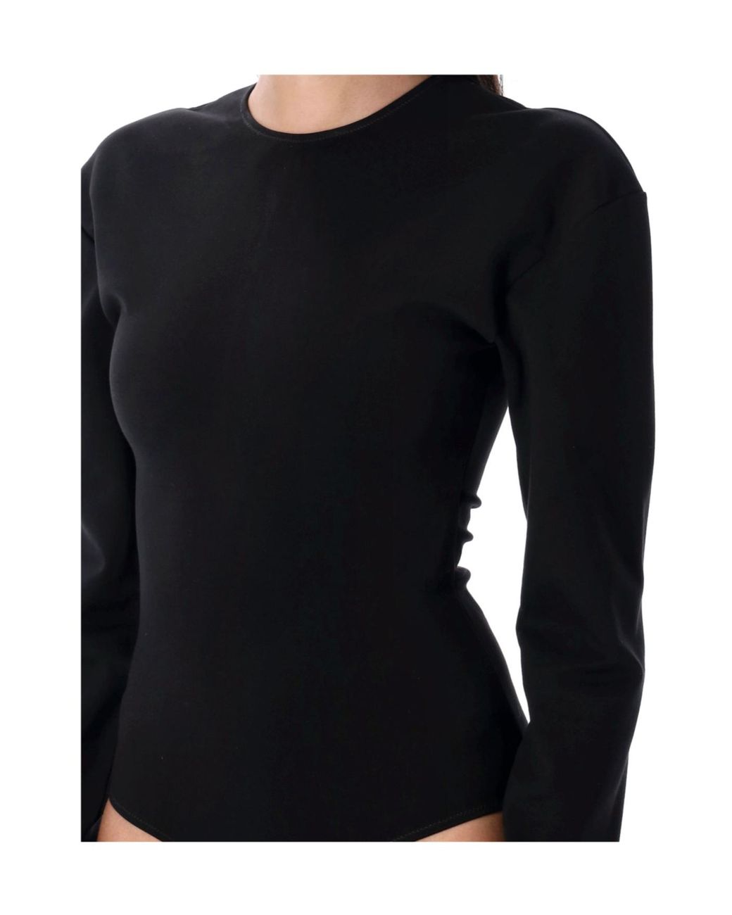 MM6 by Maison Margiela Black Long-Sleeved Crewneck Bodysuit