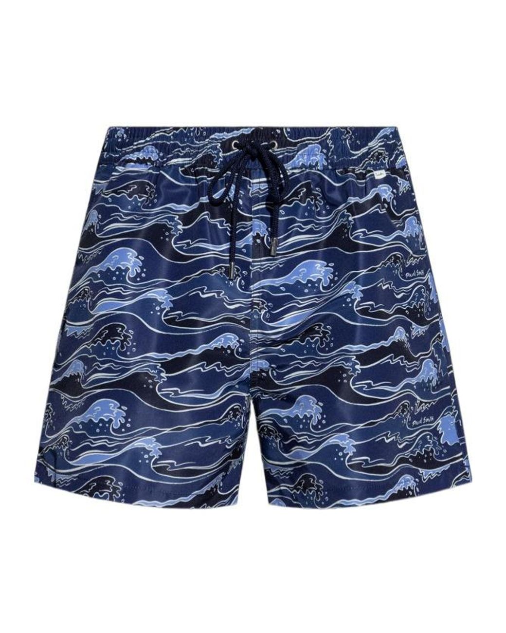 Paul Smith Blue Wave-Print Swim Shorts for men