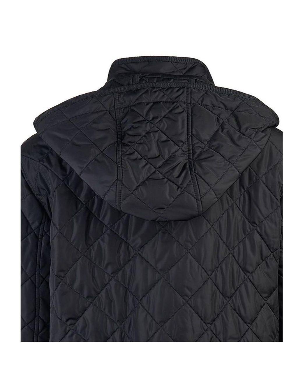 Burberry Black Diamond-Quilted Drawstring Waist Hooded Jacket