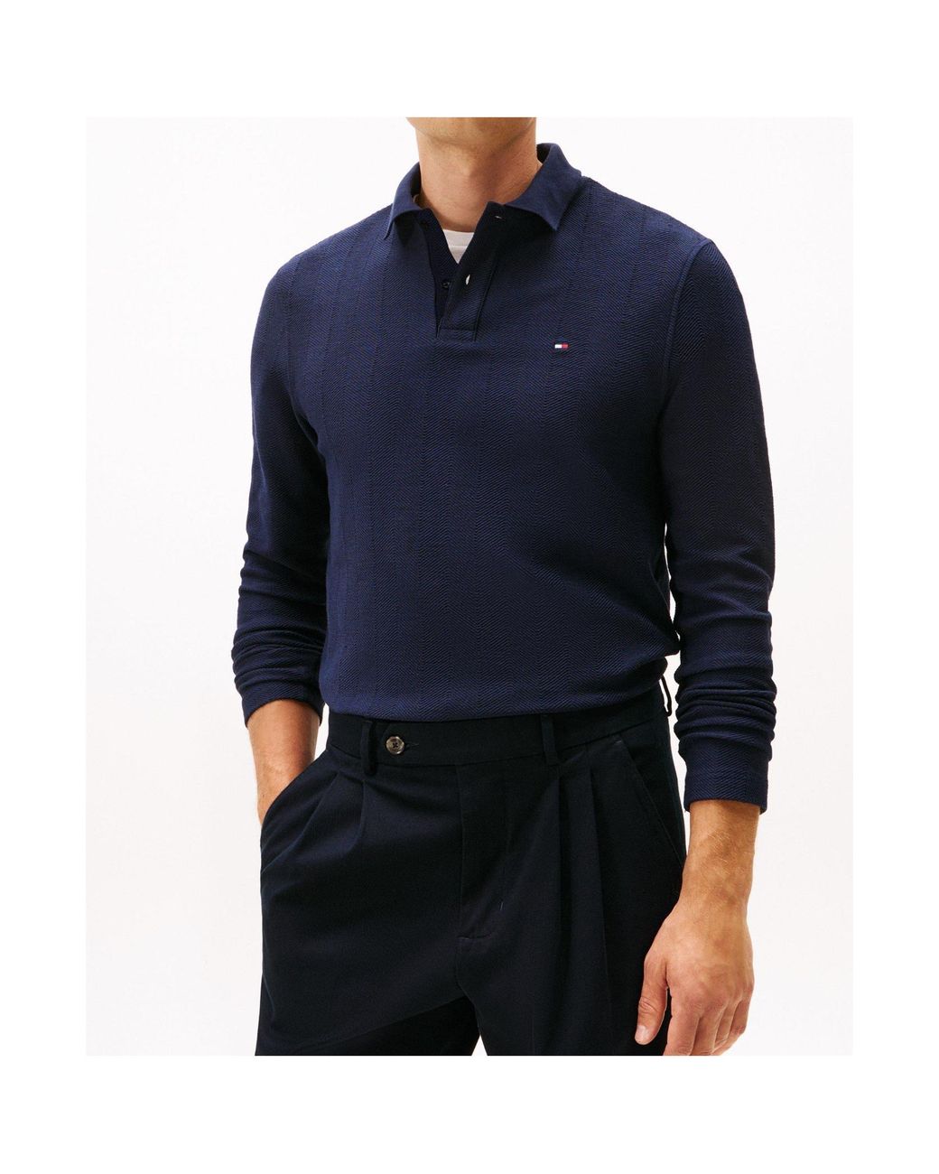 Tommy Hilfiger Blue Herring Long-Sleeve Polo Shirt for men