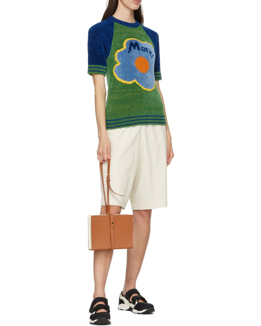 Marni Brown Calf Leather Strapped Clutch Bag
