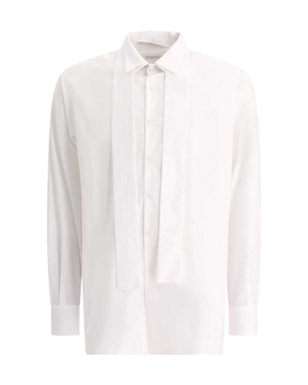Prada White Layered-Collar Button-Up Poplin Shirt for men