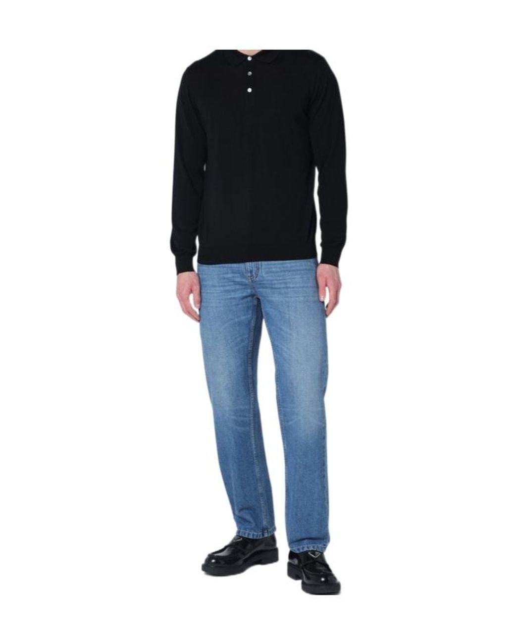 Zegna Black Logo Patch Straight Fit Jeans for men
