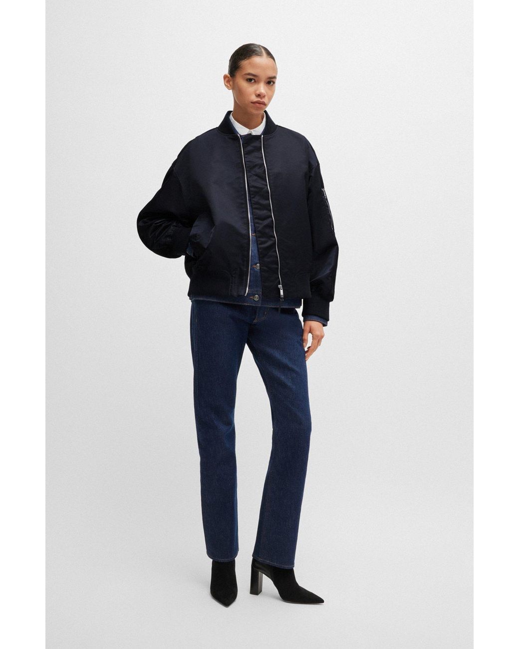 Boss Blue Panelled Bomber Jacket