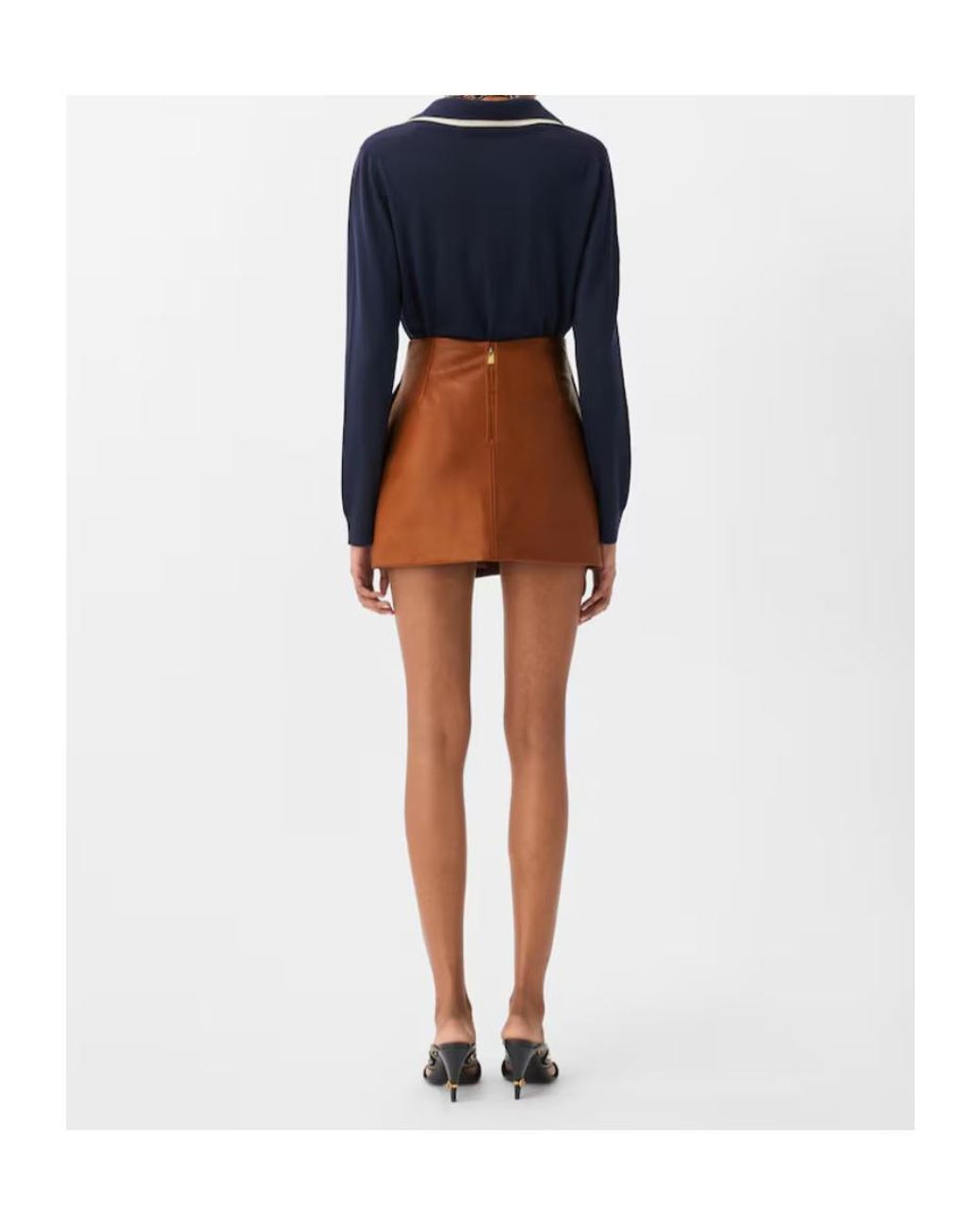 Versace Brown Asymmetrical Button Detailed Mini Skirt