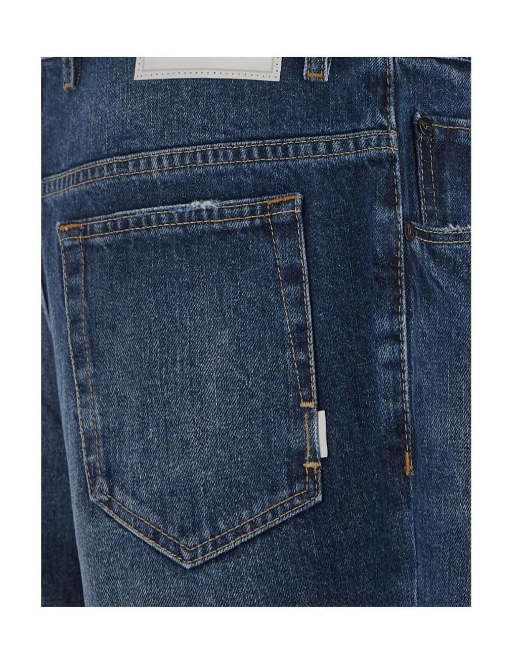 Pt Pantaloni Blue Logo-Patch Straight-Leg Jeans for men