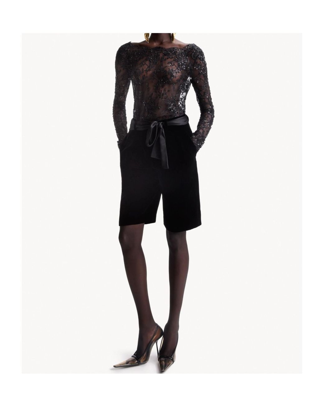 Saint Laurent Black Belt-Loop Shorts
