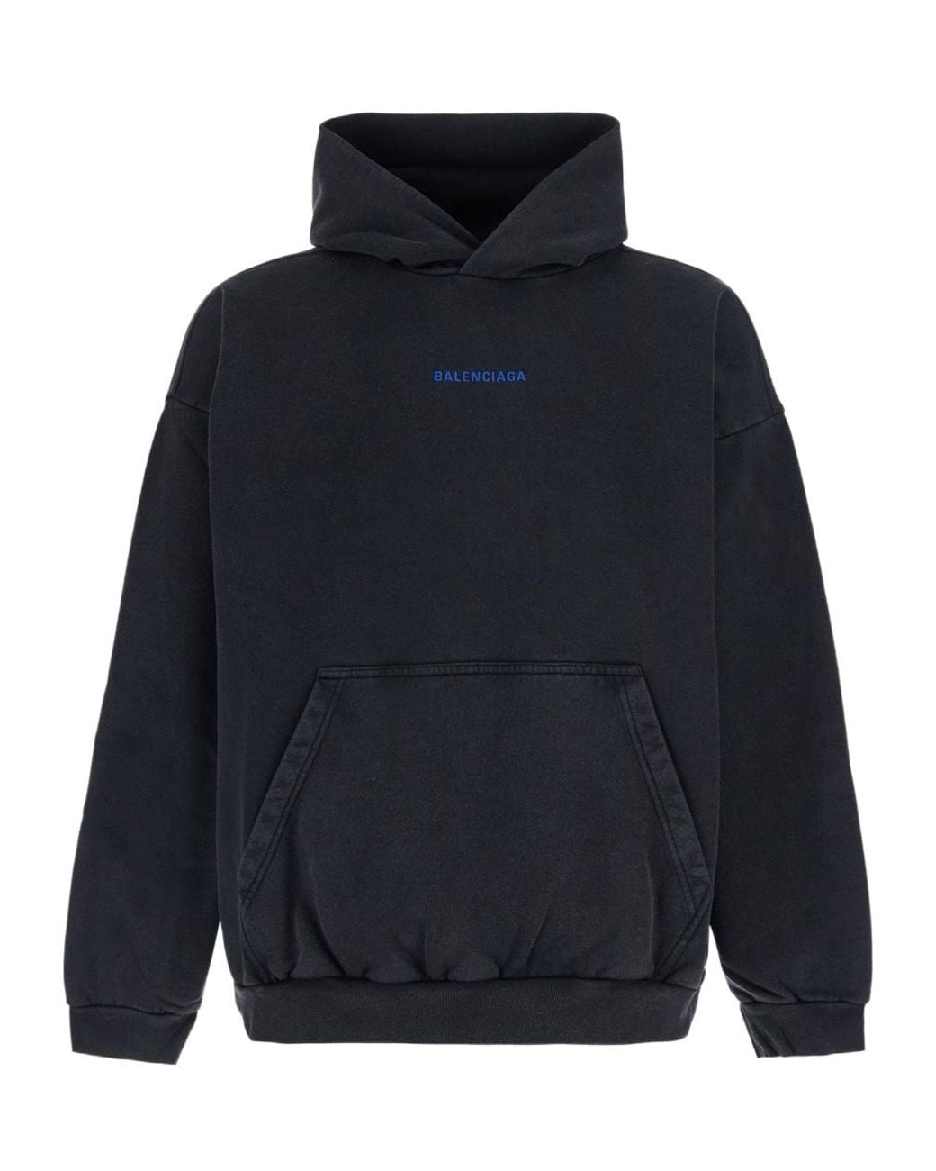 Balenciaga Blue Logo Embroidered Hoodie for men