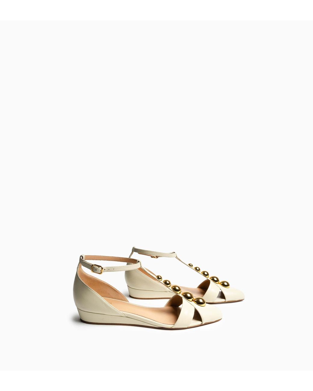 Chloé Metallic Chloé Cleia Studded Wedge Sandals