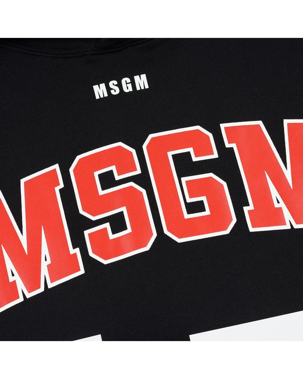 MSGM Black Printed Hooded Hoodie for men