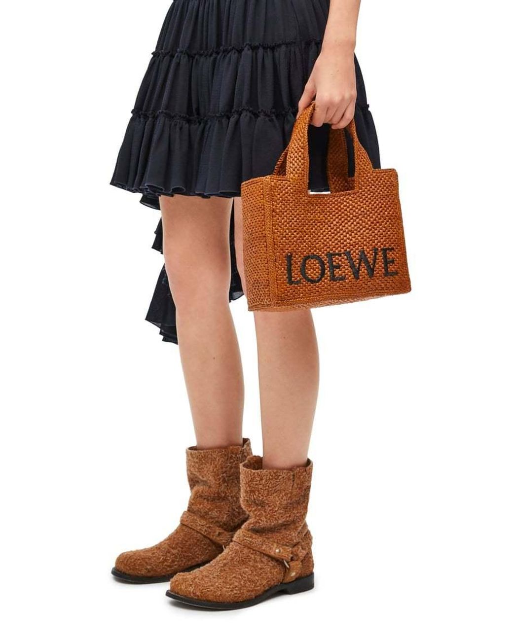 Loewe Brown Small Font Tote Hand Bag