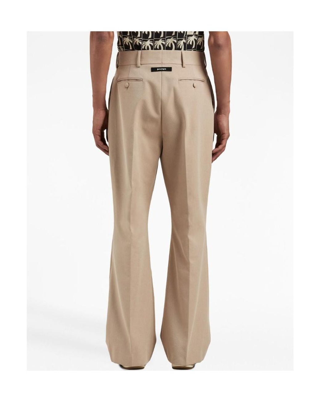 Palm Angels Natural Mid-Rise Flared Pants for men