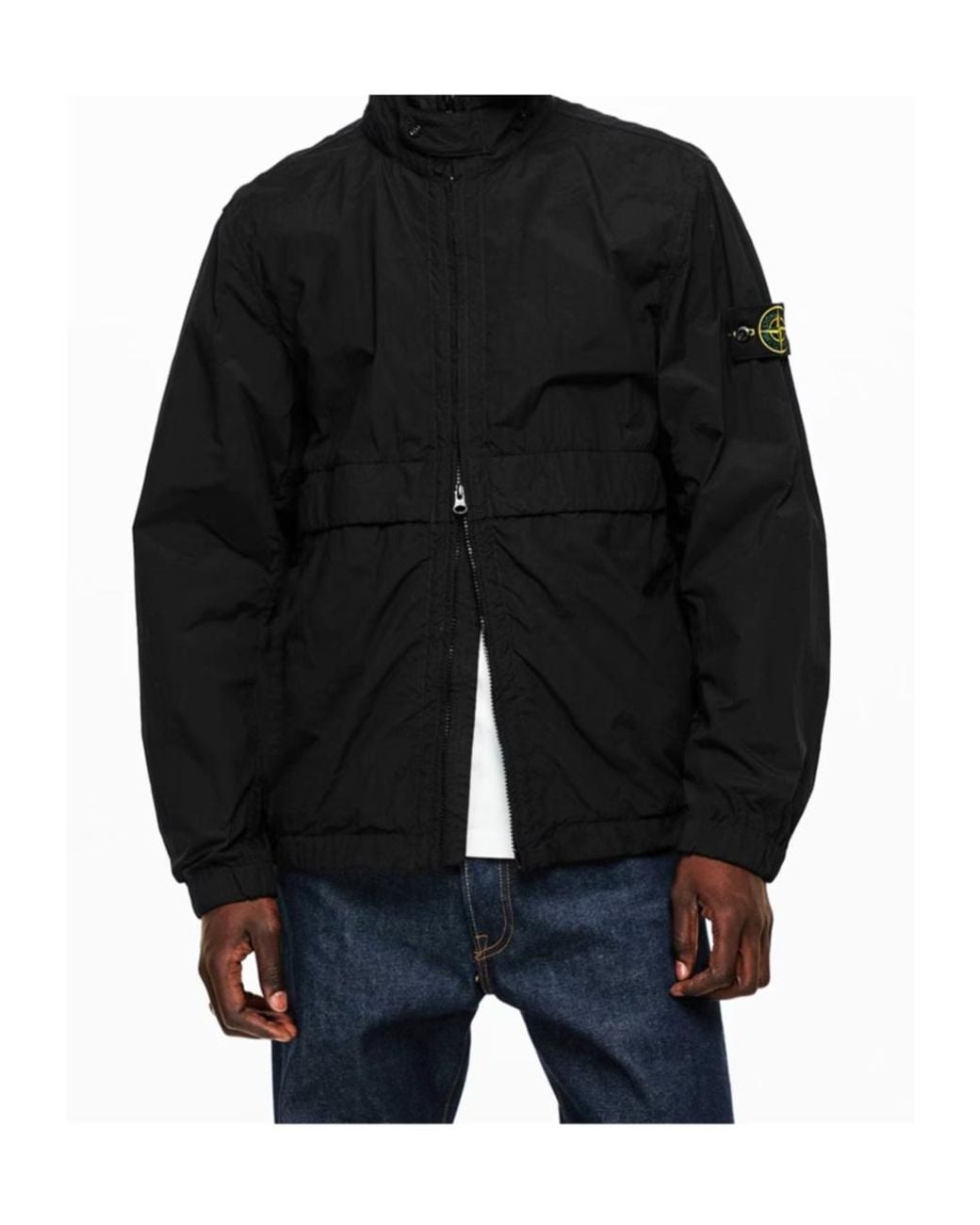 Stone Island Black Logo-Stamped Casual Jacket for men