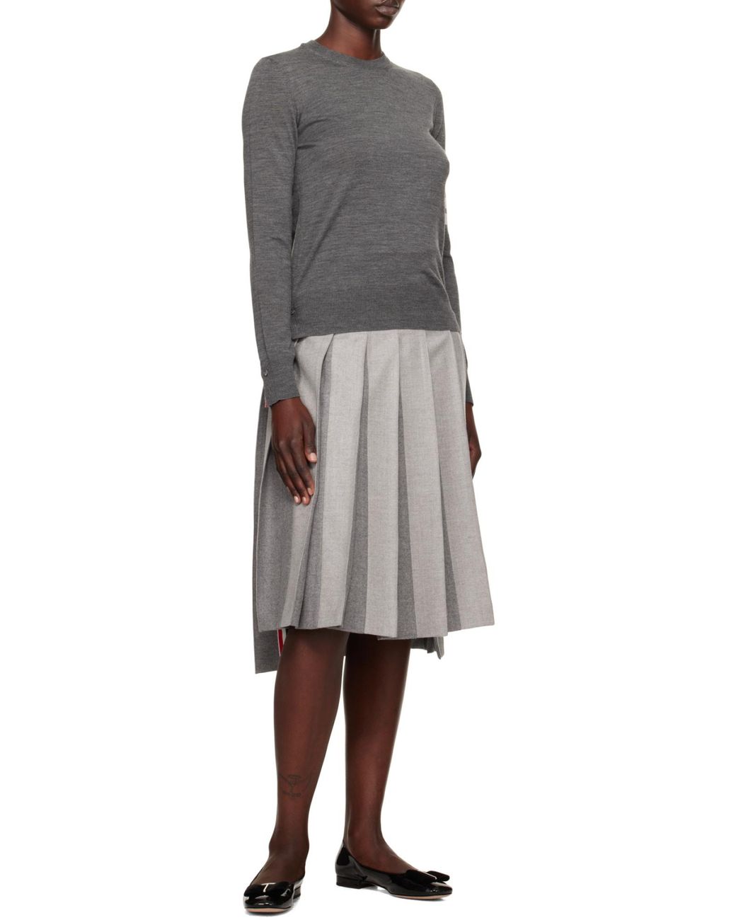 Thom Browne Gray 4-Bar Ribbed Crewneck Jumper