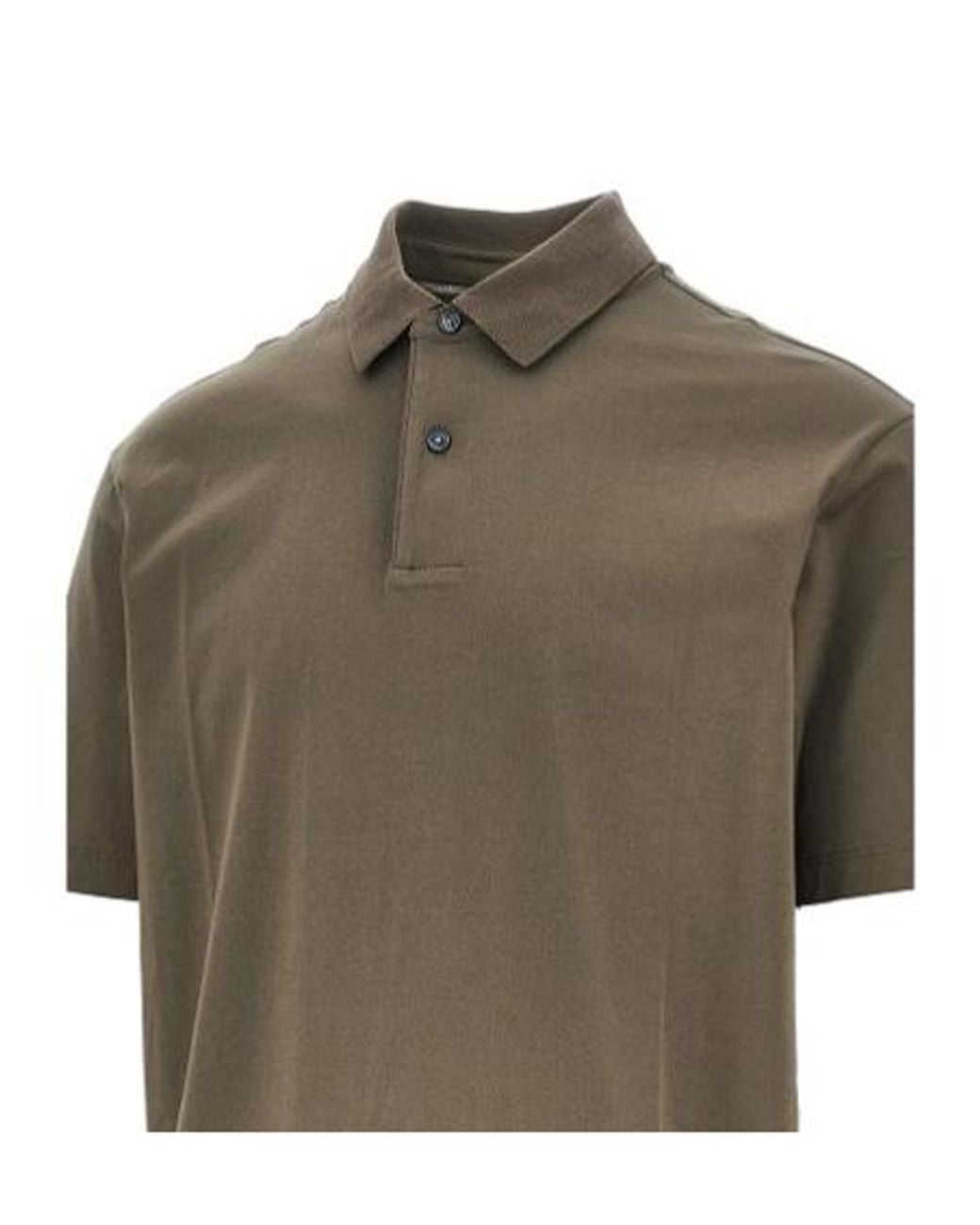 Emporio Armani Green Button Detailed Short-Sleeved Polo Shirt for men
