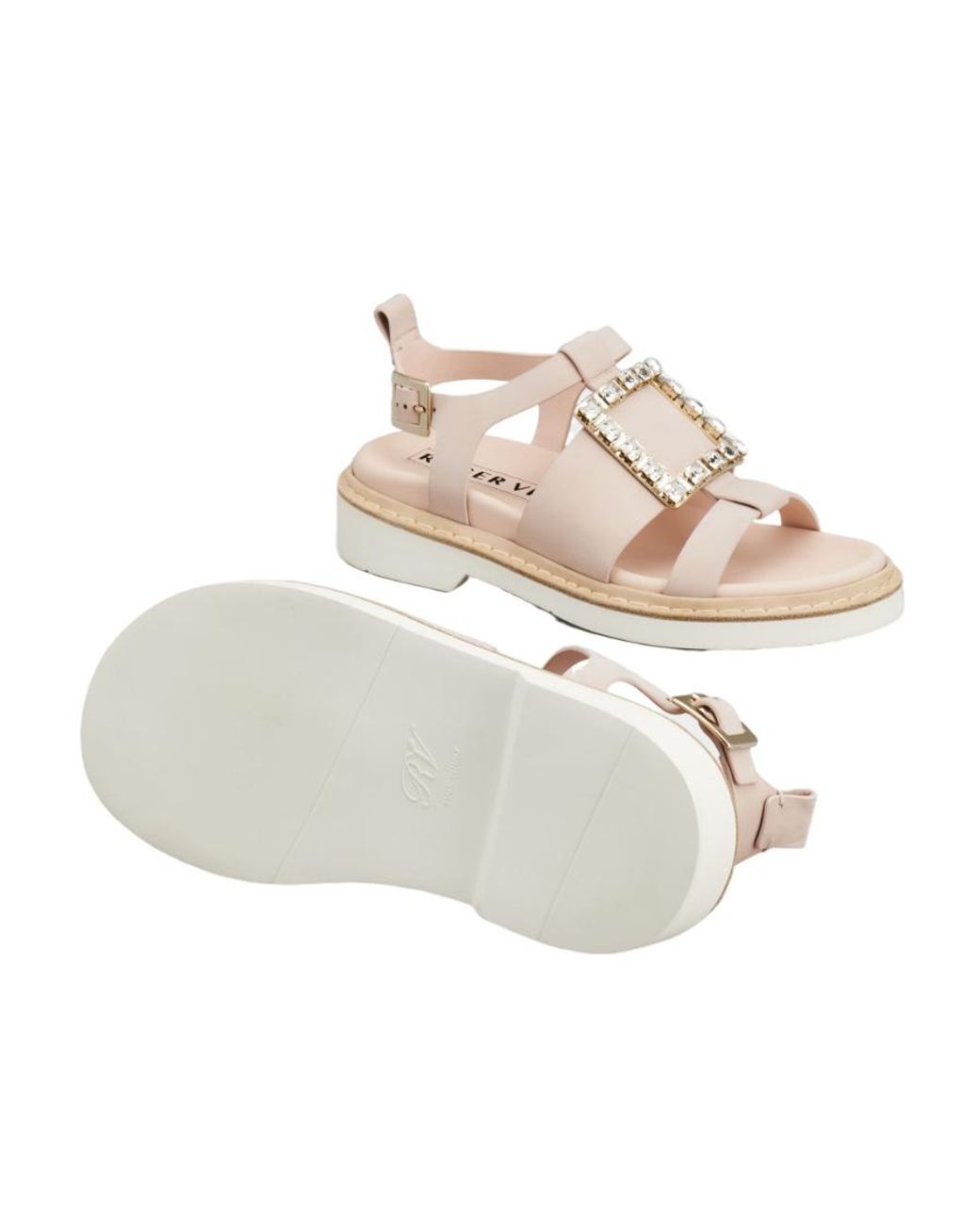 Roger Vivier Natural Buckle Embellished Sandals