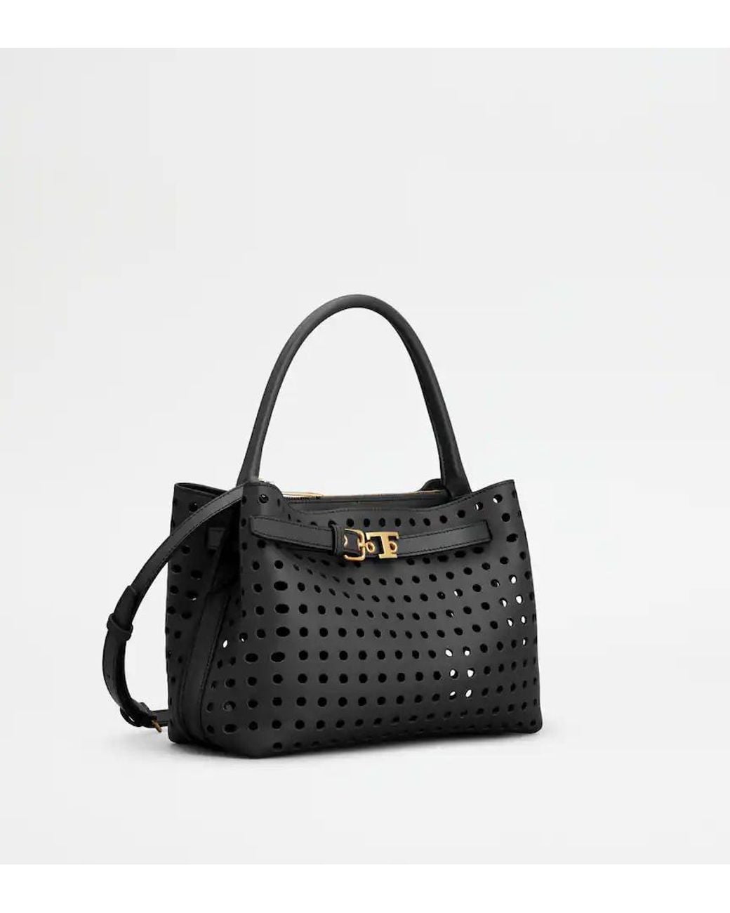 Tod's Black Tim Perforated Tote Bag