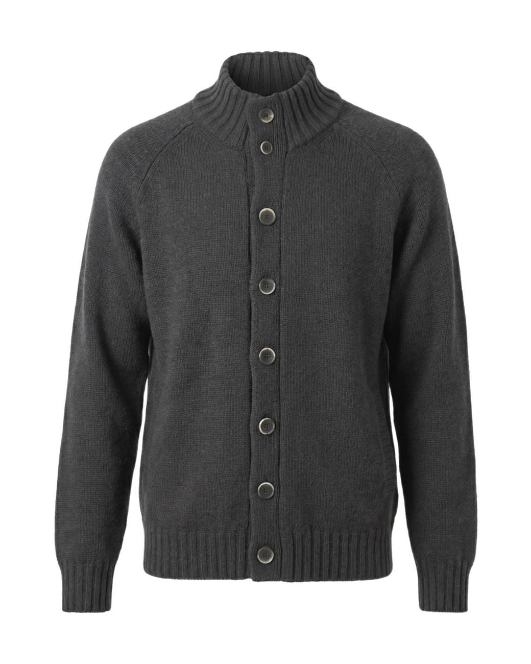Altea Gray Ribbed-Knit Button-Up Cardigan for men