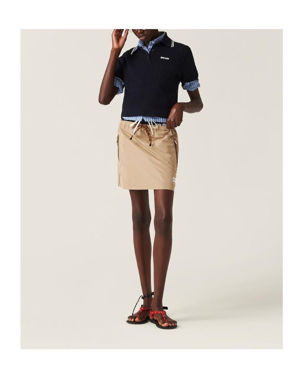 Miu Miu Natural Technical Fabric Miniskirt