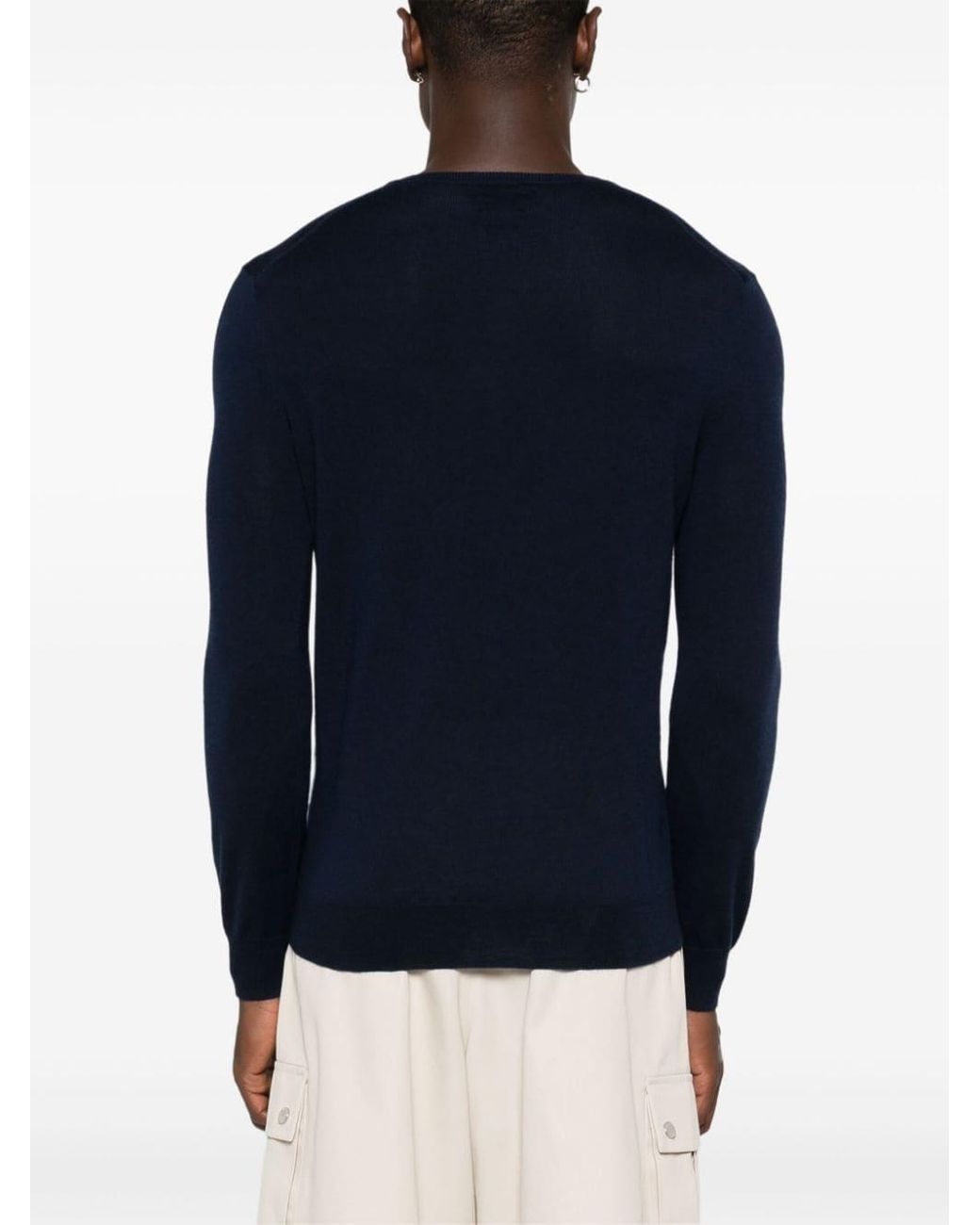 Polo Ralph Lauren Blue Polo Pony Embroidered V-Neck Jumper for men