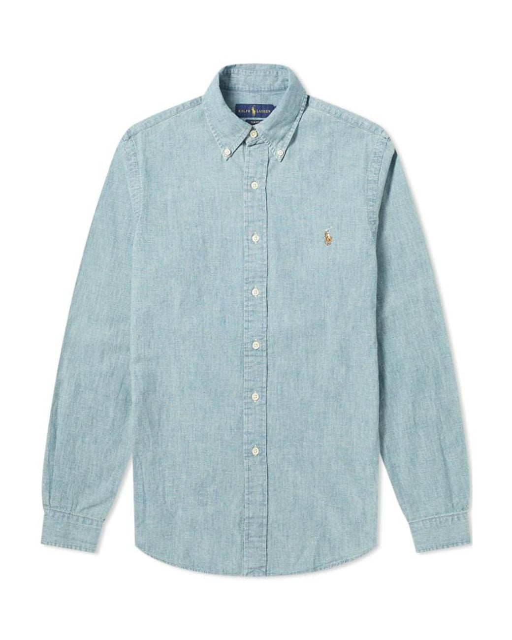 Polo Ralph Lauren Blue Pony Embroidered Curved Hem Shirt for men