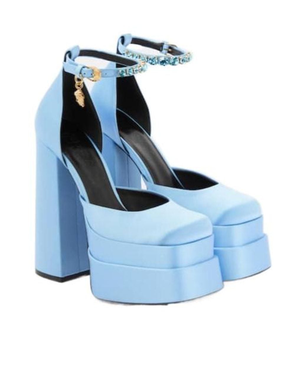 Versace Blue Medusa Aevitas Platform Heels
