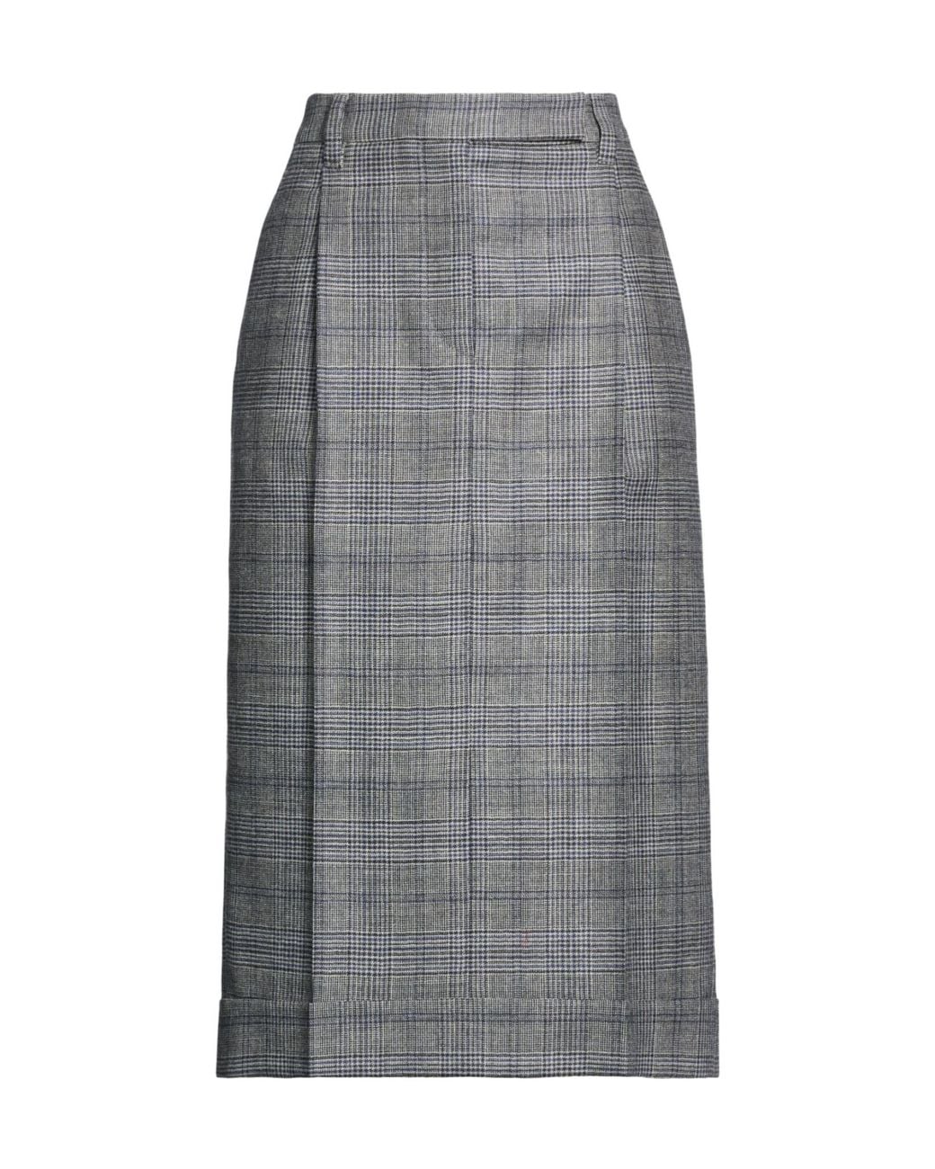 Brunello Cucinelli Gray Plaid Flared Skirt