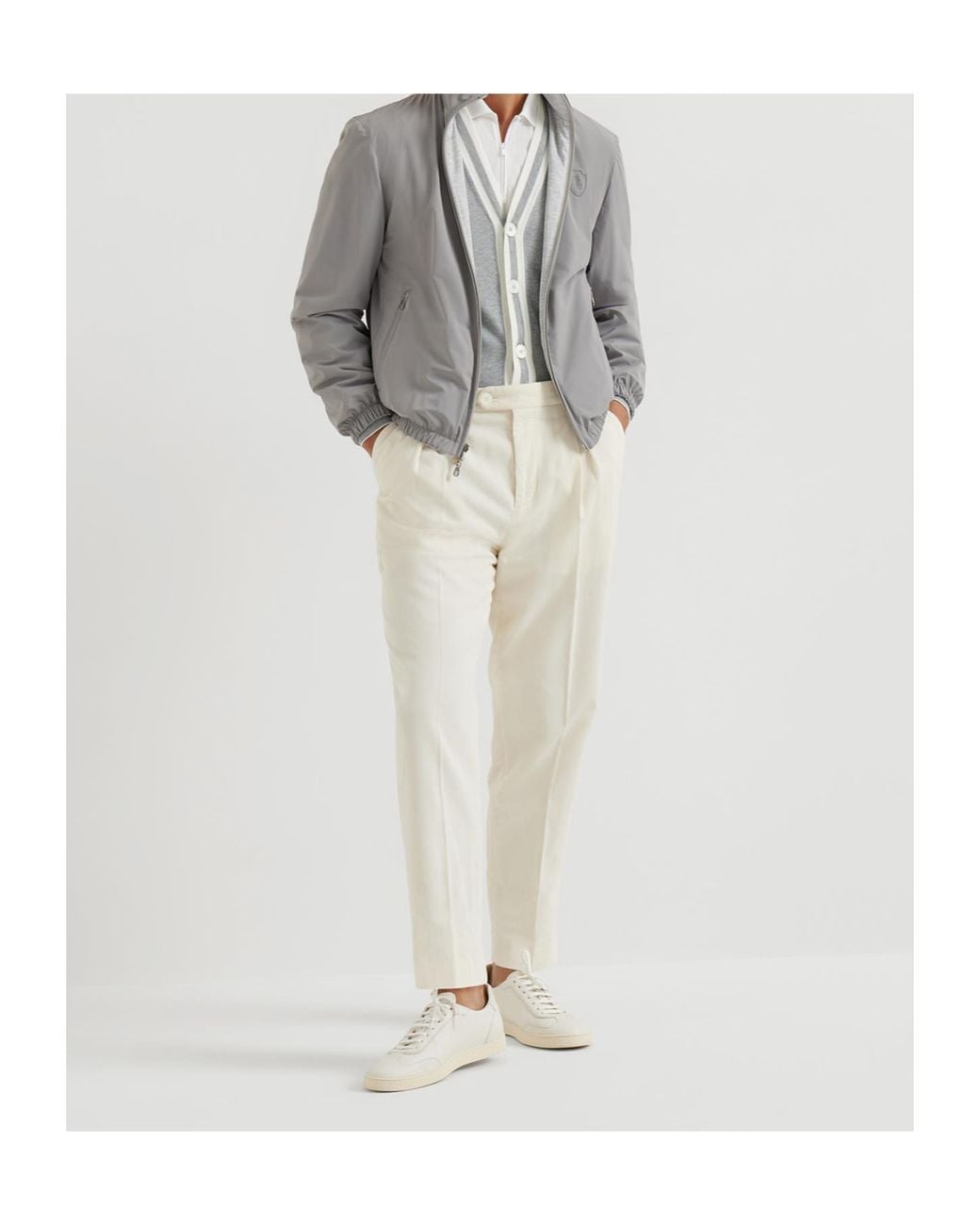 Brunello Cucinelli White Cotton Straight-Leg Trousers for men