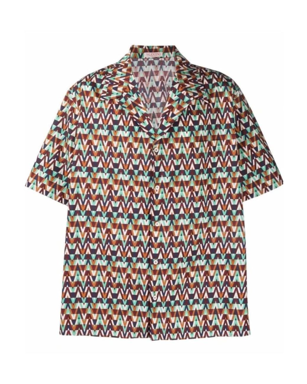 Valentino Gray All-Over Printed Buttoned Shirt for men