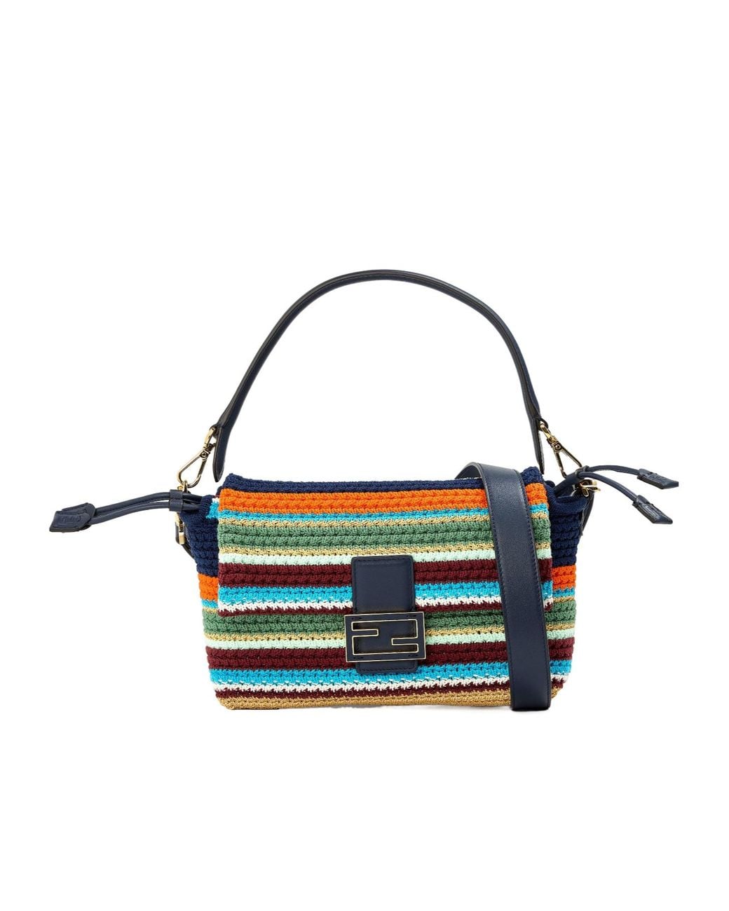 Fendi Blue Handwoven Shoulder Bag