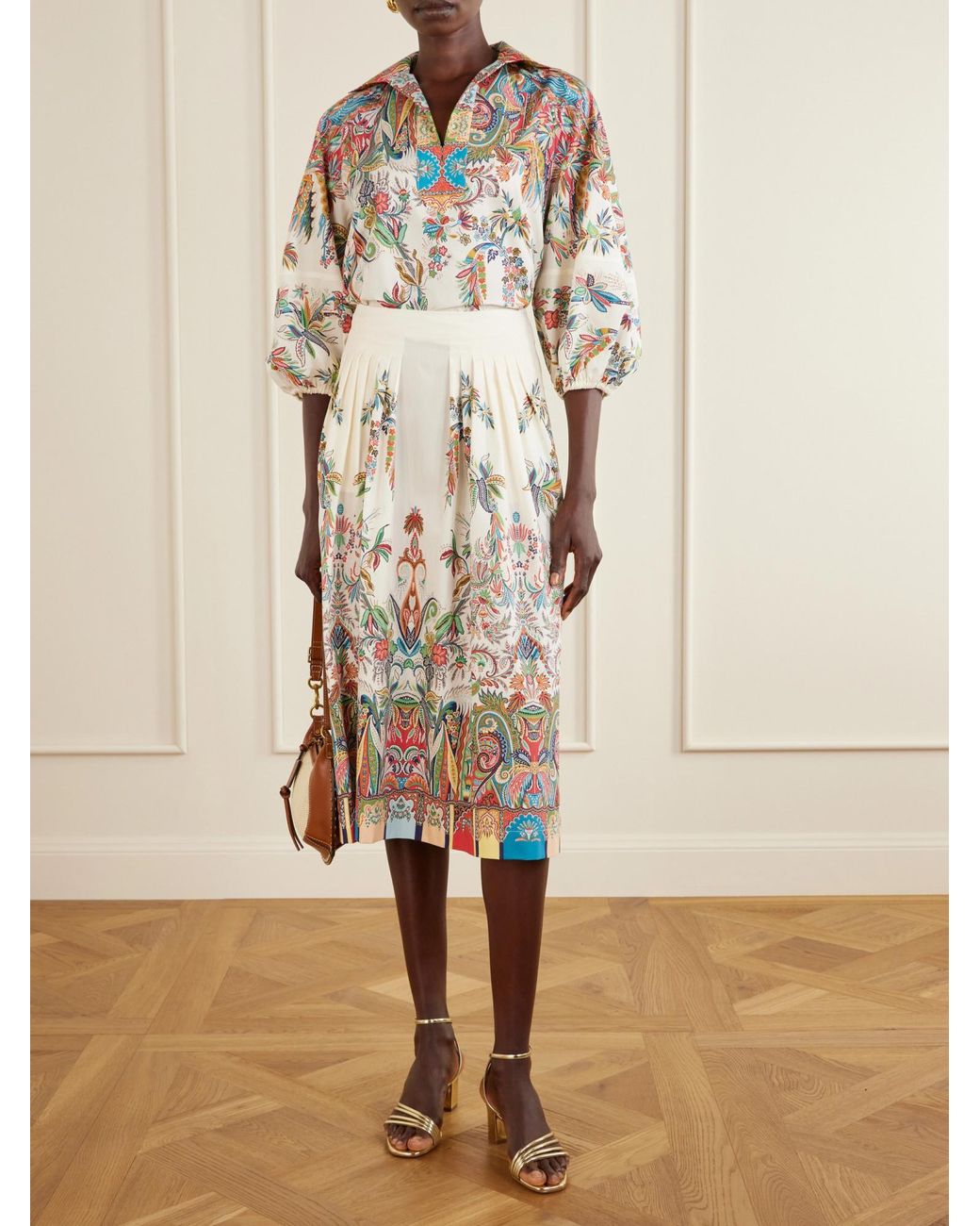 Etro White Floral Print Cotton Poplin Shirt