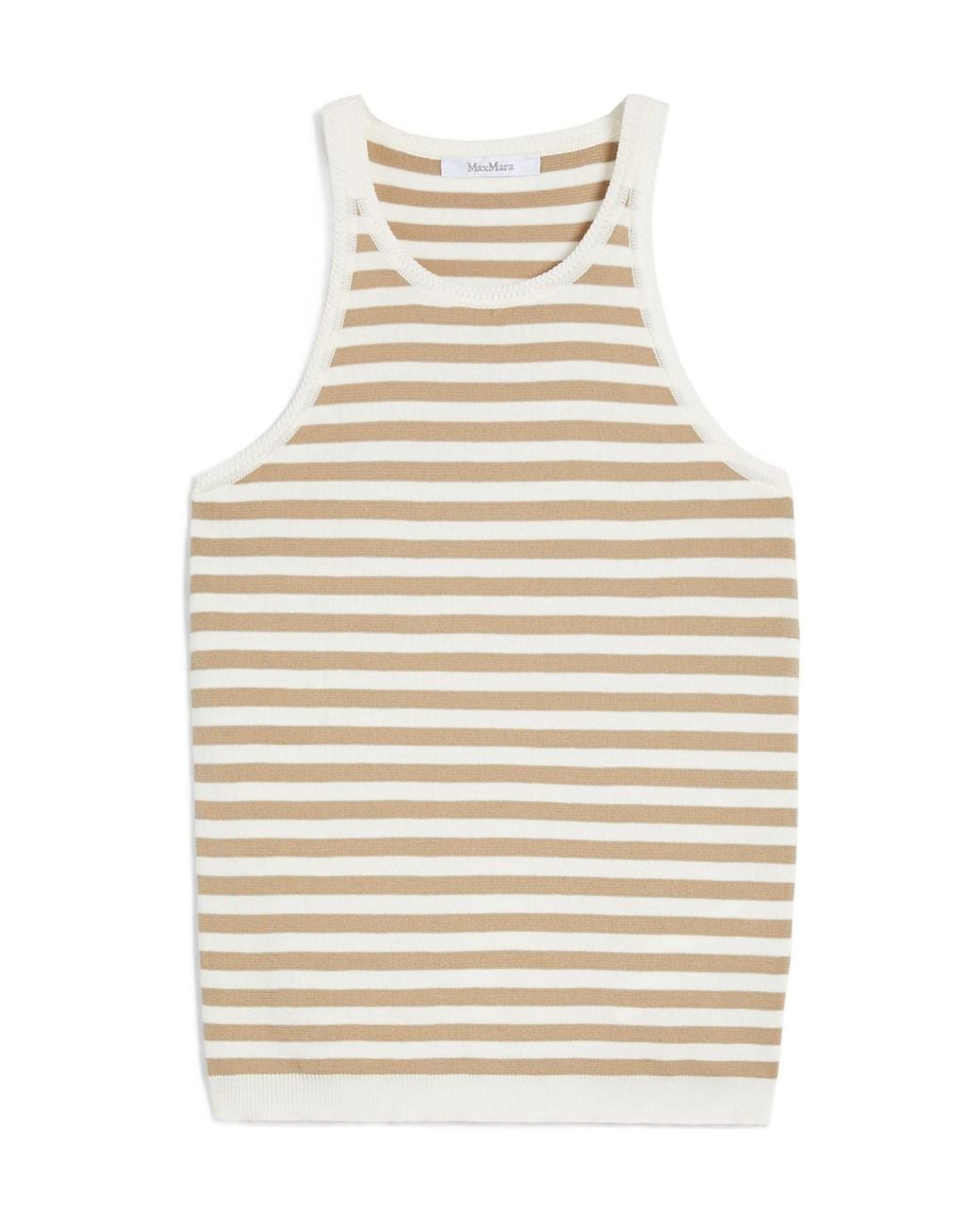 Max Mara Natural Arnes Striped Ribbed Tank Top