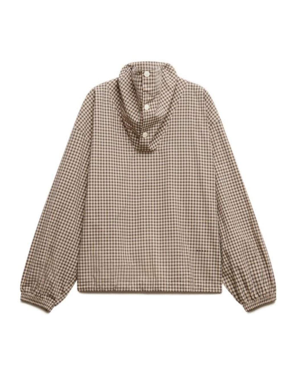 Marni Natural Checked Poplin Shirt With Funnel Neck for men