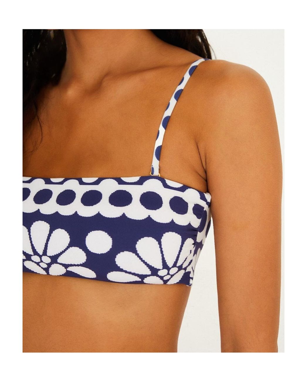 Farm Rio Blue Palermo Strapless Bikini Top